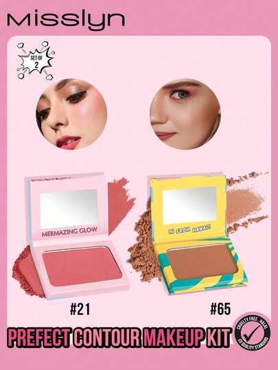 Misslyn Set de maquillaje de contorneado perfecto, incluye polvo bronceador, polvo bronceador mate con alto nivel de pigmentación y textura suave y fina. Viene con espejo para esculpir el rostro. De larga duración, ligero, suave y difuminable para crear un aspecto radiante todo el día.
