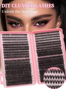 800pcs D-Curl Fluffy False Eyelashes | 50D+60D Dual Curved Cluster, 800pcs Low-Allergy Silk Lashes | 8-16mm Customizable Length, Beginner-Friendly DIY Kit | Reusable 50+ Times, Suitable For Wedding/Party/Evening Makeup | 100% Vegan 0.05mm Lightweight & Fluffy Set - D - View 3