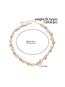Collar retro, lujoso y simple con cristal multicolor y perla artificial, adecuado para uso en fiestas y como regalo para hombres - collar de perlas de imitación - Ver 11