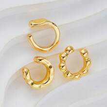 3 piezas Pendientes de clip asimétricos minimalistas de moda, joyas elegantes para uso diario, fiestas y regalos para niñas, amigos, familiares y novias, adecuados para usar todo el año