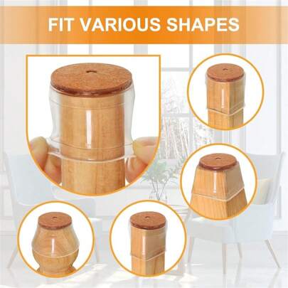 1pc/8pcs Soundproof Silicone Rubber Wood Chair Leg Pads, Thick Non-Slip Furniture Feet Covers, Elastic Table Leg Protector