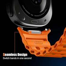 原装表带兼容三星 Galaxy Watch Ultra 47 毫米海洋硅胶运动手链兼容 Galaxy Watch Ultra 表带配件 - for Galaxy Watch 7 Ultra 47mm - 查看 5