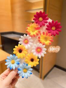 10pcs Colorful Floral Countryside Style Hair Clips For Girls