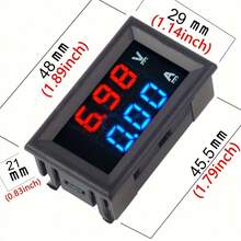 0.28" Digital Voltmeter Ammeter DC 100V 10A Amp Voltage Current Meter Tester 0.28 Inch 3 Bits Dual LED Display Panel With Connect Wires - Red/Blue - View 2