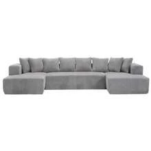 Modular U-Shaped Sectional Sofa,130-Inch 4-Seater Chaise Lounge With Reversible Design, Striped Corduroy Fabric In Gray – Customizable Living Room Or Bedroom Couch, Freely Configurable Layout. - 1 - View 3