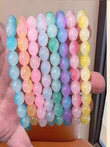 8毫米彩色玻璃珠双色手工友谊手链套装（女士适用）