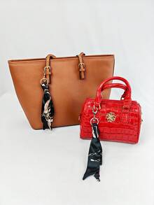 Women Handbag Pendant Accessory With Silk Scarf Fashion Silk Scarf Handbag Charm Ladies Key Chain - Multicolor - View 11