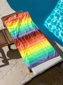 1 pièce Serviette de plage à rayures arc-en-ciel, serviette de plage en microfibre, serviette de plage super absorbante, serviette de très fort grammage, serviette de plage de voyage, serviette de piscine de sport, serviette de camping de salle de bain, serviette de yoga pour filles femmes adultes