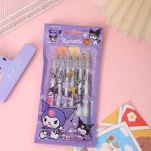 Sanrio 6er-Set Sanrio Nadelschreiber Cinnamoroll Hello Kitty 0,5 schwarze Push-Kugelschreiber, Kuromi My Melody Büro Schule Push Signature Stift Set, Pochacco Pompompurin süße Cartoon Gelschreiber mit Haken, Flüssigkeitssicher, durchgängige Tinte, einfach mitzunehmen, Geschenkset Schreibwaren, Schreibfehler können leicht durch Reibung korrigiert werden, geeignet für Büro, Studium, Tagebuch und andere multifunktionale Zulieferungen, ideal als Geschenkset in der Schulsaison zur Rückkehr an die Schule