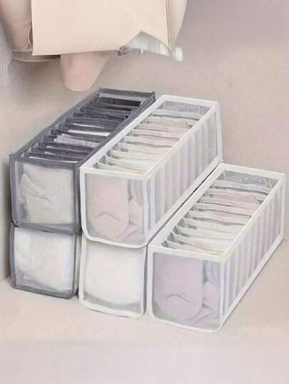 Set de 3 organizadores de ropa interior y calcetines, organizador de estantería de rejilla de 11 compartimentos, caja de almacenamiento organizadora de calcetines y leggings, organizador de cajones plegable, accesorios para el dormitorio