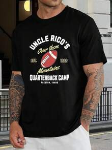 Camiseta de campamento de mariscal de campo del Tío Rico - Camiseta de fútbol de Preston, Idaho - Camiseta retro vintage - Camisetas gráficas para hombres y mujeres - Camisetas de papá - Negro - Ver 1