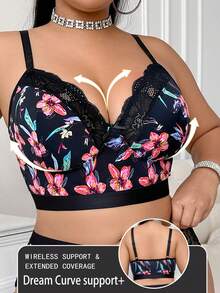 Áo ngực thể thao Temptuelle 1 chiếc dành cho nữ cỡ lớn, màu trơn, in họa tiết, kiểu dáng tối giản, thoải mái, làm từ vải dệt kim. - màu đen - Xem 4