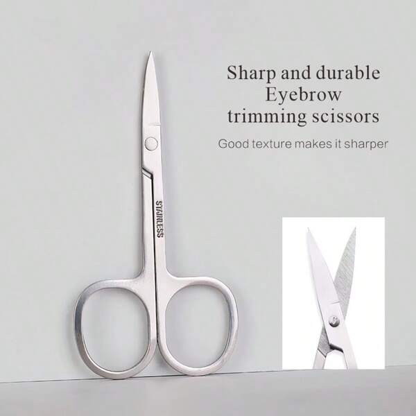 1pc/3pcs Stainless Steel Small Scissors, Curved Precision Tip Stainless Steel Beauty Scissors, Portable Makeup Scissors, Eyebrow Trimming Tool, Nail Clipper