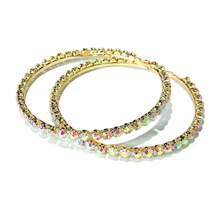 1 对 4 厘米 - 10 厘米白色水晶圆形耳环，金色 - AB 金黃色 - 查看 3