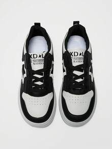 DareSee 校园风平底防滑女式交叉绑带黑白运动休闲鞋 音乐节 Y2K 节 返校季 秋季 圣诞节 冬季 圣诞礼物 - 黑與白 - 查看 9