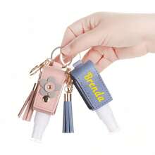 Customized Women's Summer Skin Care Toner Portable Refillable Bottle Vintage Leather Case, Keychain Pouch