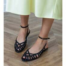 Women's Flat Closed Sandals For Daily Wear - Black - View 4