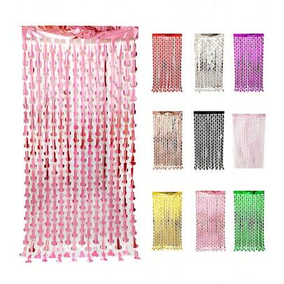 1/2 tấm phông nền tua rua dành cho người lớn, trang trí tiệc đơn lẻ, dây tua rua bằng giấy bạc kim loại, hoàn hảo cho tiệc tùng, trang trí nhà cửa và ngày lễ, dây trang trí tiệc, trang trí tiệc đơn lẻ