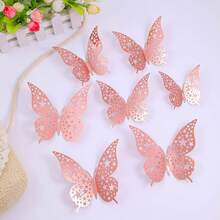 12pcs/24pcs Pink Hollow Butterfly Wall Stickers Cake Decor Wedding Decor Living Room Home Decor Butterfly Decals Gender Reveal Party Decor Stickers Floral Decals For Home Decor Spring Decor Items To Freshen Up Your Home Butterfly Decor Stickers Gift Birthday Graduation 3D Hollow Room Decor Creative Butterfly Home Decals Wall Decor - View 3