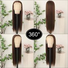 13X6 Platinum White Synthetic Lace Front Wigs 28 Inch Pre Plucked Long Straight Hair Wigs Glueless White Wigs Heat Resistant Fiber Hair Natural Halloween Wigs Platinum Blonde Lace Front Wigs For Women For Daily Christmas Party Cosplay Use - Ice Pink - 查看 7