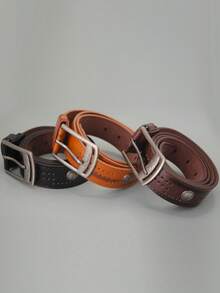 热销复古针扣腰带仿古牛仔裤铆钉男士腰带夏季、学校休闲、商务、男朋友丈夫父亲爸爸男士礼物、日常穿着、时尚、青少年、户外、度假、运动、旅行、街头、波西米亚风、复古秋季、秋季、万圣节秋冬配饰，适合青少年、青年、男士、休闲、户外、运动、度假、毕业礼物、生日、日常穿着 - 咖啡棕 - 查看 4