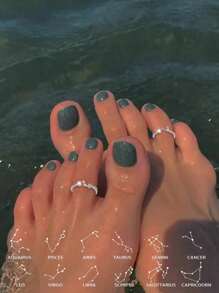 S925 Sterling Silver Foot Rings Silver Toe Ring Twelve Constellation Ring Adjustable Plating 14K Platinum Ring Toe Ring Single Ring For Women Girls Gift Foot Rings
