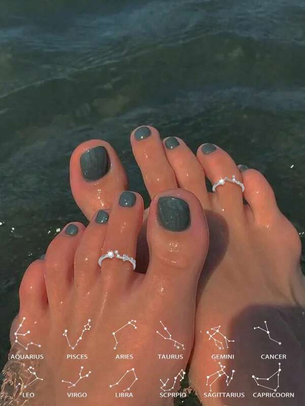 S925 Sterling Silver Foot Rings Silver Toe Ring Twelve Constellation Ring Adjustable Plating 14K Platinum Ring Toe Ring Single Ring For Women Girls Gift Foot Rings