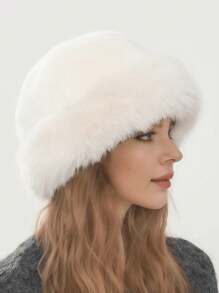 1 pieza/2 piezas, Sombrero de cubo de felpa para mujer en invierno, Sombrero grueso y de moda para mujer, Gorro cálido de invierno, Se puede combinar con abrigo de lana, Ropa de invierno, Atuendos de invierno