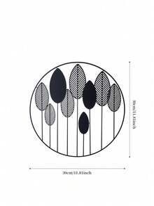 Nowoczesna rzeźba ścienna z liści - 30 cm średnicy, okrągła, wisząca sztuka ścienna do wystroju domu - inspirowana naturą metalowa dekoracja ścienna do kuchni i salonu