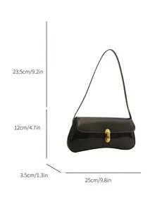 Women's Vintage Faux Oiled Leather Flap Decor One Shoulder Underarm Bag, Suitable For Dating, Outing, Party , Vintage Bag - Black - View 7