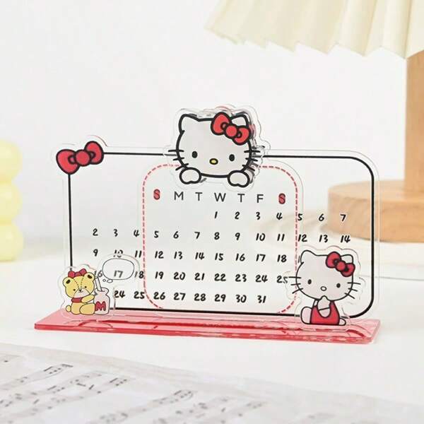 1 pièce Décoration de calendrier en acrylique Sanrio, affichage de bureau étudiant de dessin animé en stock, clips transparents mignons de calendrier, cadeau pour enfants et amis