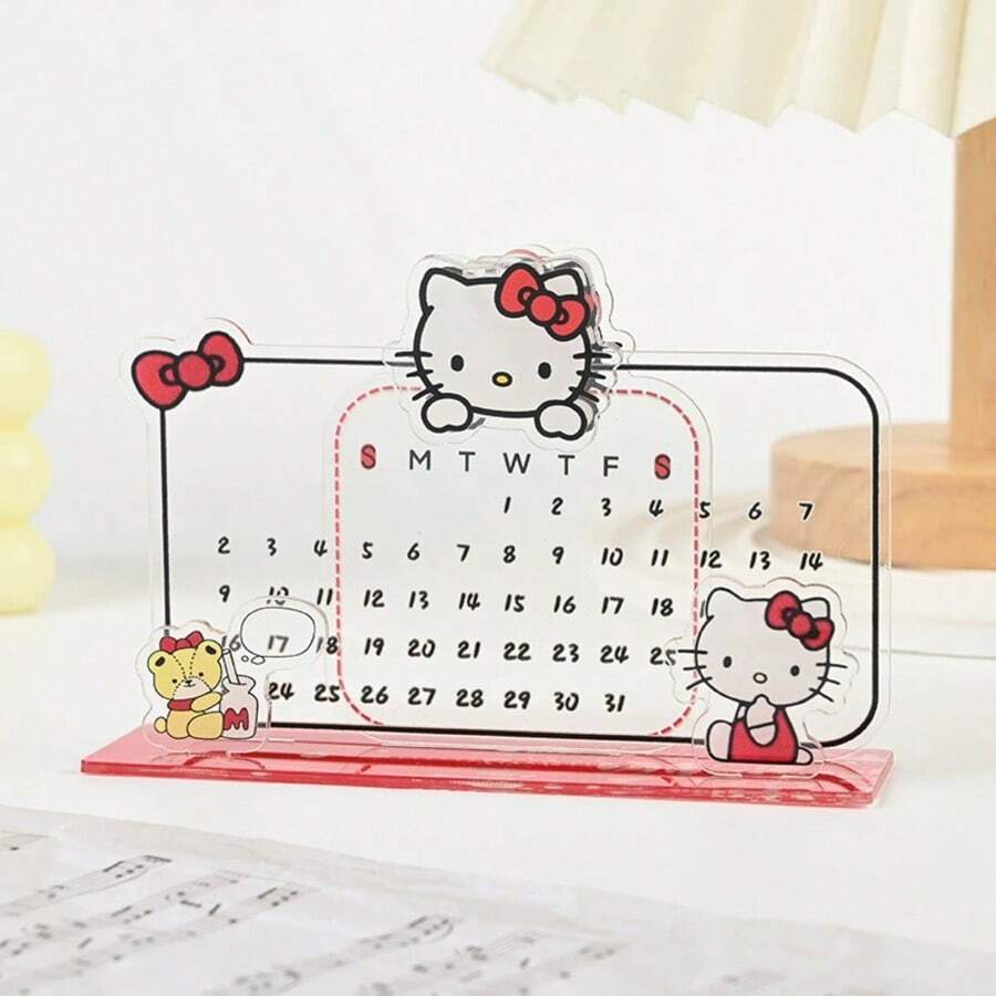 Sanrio 1 pièce Décoration de calendrier en acrylique Sanrio, affichage de bureau étudiant de dessin animé en stock, clips transparents mignons de calendrier, cadeau pour enfants et amis