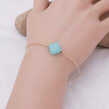 1 件女士时尚幸运花天然石不锈钢手镯，情人节、母亲节、妈妈、母亲、母亲节、礼物的日常佩戴礼物