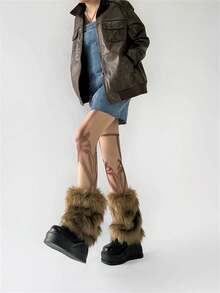 Street Edgy Fluffy Leg Warmers, Thick Plush Boot Cuffs Leg Warmers For Women, Autumn/Winter Y2K Style Christmas Gift - Mouldless - View 8