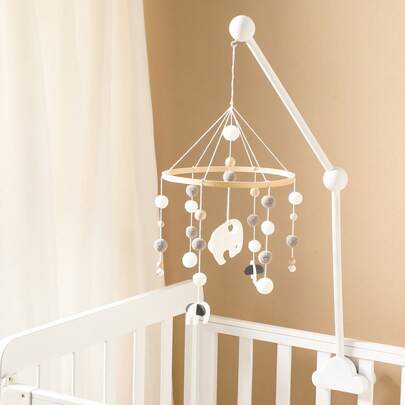 Simple Design Natural Wooden Adjustable Cloud Bracket, Baby Crib Hanging Decor Accessory, Suitable For Various Mobiles, Easy To Assemble Hanging Bracket, Home Decor Storage Essential