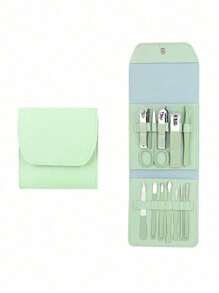 12PCS Manicure Set Stainless Steel Nail Clipper Kit Professional Grooming Kits Face Hand Foot Skin Care And Nail Care Tools With Leather Travel Case,Beauty Tool Portable Set Professional Grooming Kits, Travel Nail Kit
