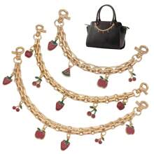 Summer 1/3 Piecesfruit-Themed Enamel Pendant Bag Chain, Alloy Extension Chain, Mixed Shape, Light Gold, 20.3-31 Cm /7.99-12.2 Inches In Length, 0.8-1.2 Cm In Width, 3 Styles, Handbag Accessory Decoration DIY Wallet Making