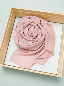 1pc Versatile Casual Solid Color Chiffon Scarf For Dress - Baby Pink - View 4
