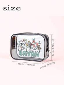 Personalized Name Transparent Storage - PVC Waterproof Toiletry Bag, Beauty Bag, Cosmetics Storage Bag, - A Variety Of Colors Available, Toiletries Storage Bag Storage Classification Coin Purse, Zipper Box Zipper Bag, Storage Supplies