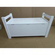 Kids Toy Box Chest, White Rubber Wood Toy Box For Boys Girls, Large Storage Cabinet With Flip-Top Lid/Safety Hinge, Toy Storage Organizer Trunk For Nursery, Playroom-7094 - Multicolor - View 1