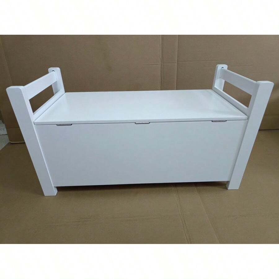 Kids Toy Box Chest, White Rubber Wood Toy Box For Boys Girls, Large Storage Cabinet With Flip-Top Lid/Safety Hinge, Toy Storage Organizer Trunk For Nursery, Playroom-7094 - Multicolor - View 1