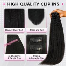 Extensiones de cabello con clip Invisi Edge, 8 unidades, 120 g, 16 pulgadas, color negro natural, sin costuras, cabello humano rizado, liso, cabello humano Remy real. - S99J - Ver 6