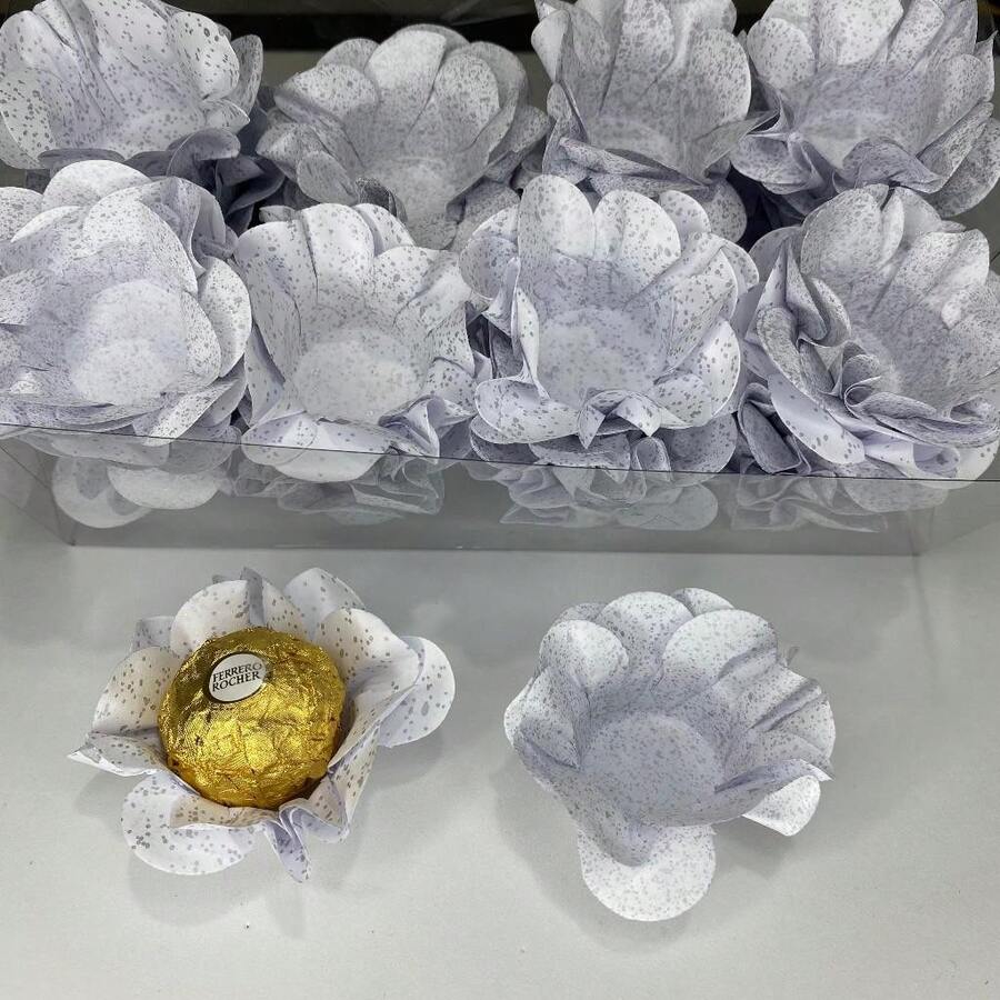 40 Cupcake Wrappers For Fine Sweets Flower Wedding Anniversary Ultrafest Lulli Style Model - Plata nueva - Ver 1