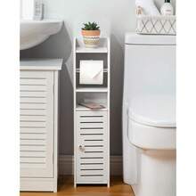 New  Toilet Paper Holder Stand: All Bathroom Storage Cabinet For All Spac - Spotlessly White 27.5  H inch - View 3