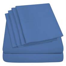 Juego de sábanas de 6 piezas de colores lisos Serie de 1600 hilos Ultrasuave 100% microfibra premium con bolsillo profundo - Para una comodidad máxima - Juego de sábanas ligeras y transpirables para un uso diario - Perfecto para regalar - 19 colores - Neblina azul - Ver 2