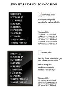 1 Stück, optionaler Rahmen, inspirierendes, motivierendes Wandkunstplakat - positive Zitate für Büro, Fitnessstudio, Dekor für Zuhause - Aufmunterungsgeschenke - positive Sprüche für Wanddekoration - Unternehmer Wandkunstbild
