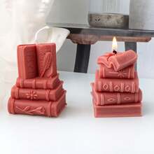 Stampo in silicone per candele a forma di libro 3D, stile artistico, per stampi in gesso, resina epossidica, decorazioni da libreria, forniture per la realizzazione di decorazioni da studio - Bianco - Visualizzare 4