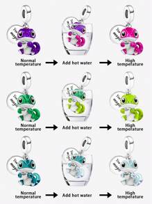 1Pc 925 Sterling Silver Fashionable Love Color Changing Lizard Pendant Fit For Women Bracelets Bangles DIY Jewelry Making And Daily Outfit Matching Jewelry Decoration For Girls