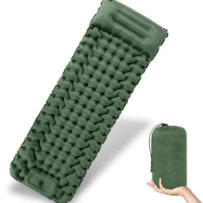 Self-Inflating Sleeping Pad With Pillow And Foot Pump, Lightweight Camping Air Mattress, Suitable For Backpacking And Hiking