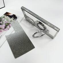 1 pieza Funda de teléfono con purpurina chapada en electroplata con strass, cubierta protectora de lujo con soporte plegable compatible con Samsung Galaxy S25Ultra, S25Plus, S25, S24Ultra, S24+, S24, S23Ultra, A15, A55, A56 y compatible con iPhone Apple 16 Pro Max, 16 Pro, 16, 16e, 15 Pro Max, 15 Pro, 15, 14 Pro Max, 14 Pro, 14, 13 Pro Max, 13 Pro, 13, con protección de película para lente y carcasa suave de Body completo